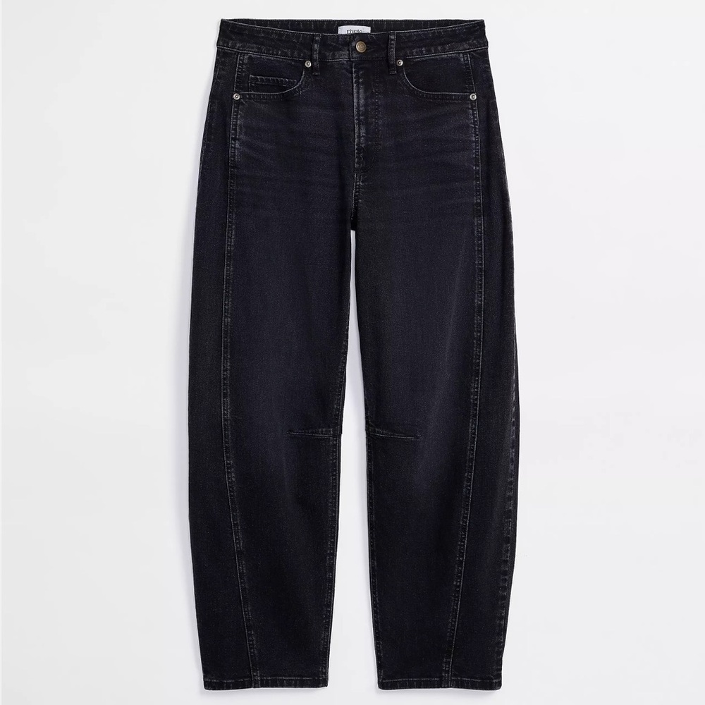 LOFT | Rivete Petite Seamed High Rise Barrel Jeans in Noir Wash